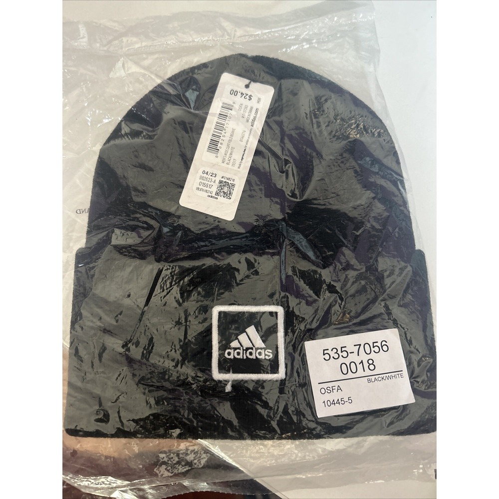 Adidas Wide Cuff Fold Beanie Black/white UNISEX 015517 NWT